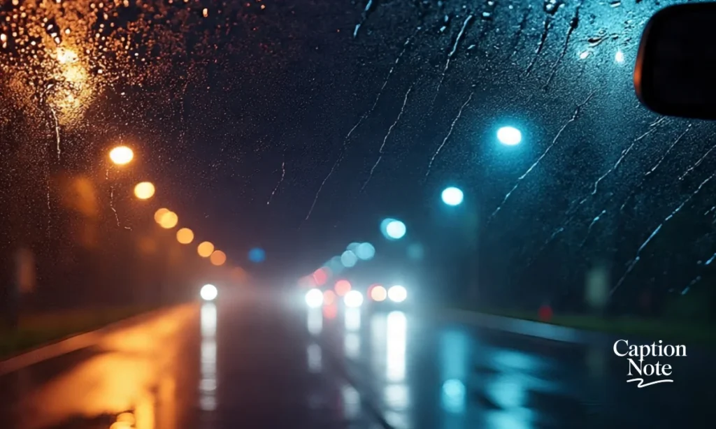 Rainy Night Driving Captions